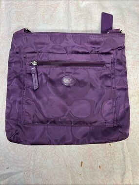 Coach Purple Signature Nylon Crossbody Bag